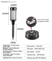 10 LED lumière solaire de pelouse pour jardin extérieur