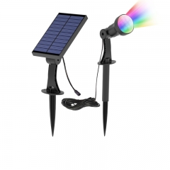 Foco solar dual tipo partido, venta al por mayor directa de fábrica, blanco cálido/blanco frío/RGB para iluminación exterior