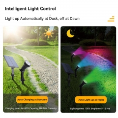 Foco solar tipo dividido, venta al por mayor, directo de fábrica, 7 LED, blanco cálido/blanco frío/RGB para iluminación de jardín al aire libre