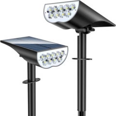 EU USA Patent Design 9 LED 9 Modes Outdoor Solar Landscape SpotLights, big solar panel with 120 degree adjustment