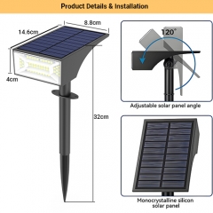 Solar SpotLights Outdoor IP65 Waterproof for Flag, Palm Tree, Pole, Sign, Statue, Mailbox, Bright 56 LED Outside Landscape Flood Spotlights for Accent Uplighting Yard, Garden, House, Backyard, Patio