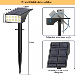 Solar Lights Outdoor Waterproof IP65, 66 LED 4 Lighting Modes Solar Powered Garden Yard Solar Spotlights for Outside Landscape Security, Tree, Pathway, Sculpture, Pool