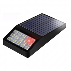 EU/USA Patent Design Motion Sensor Solar Wall Light 15 LED IP65 Black for Outdoor Patio, Fence, Security Lamp Lighting