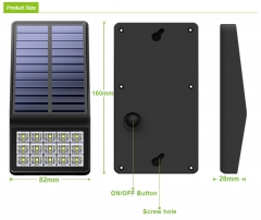 EU/USA Patent Design 15 LED 3 Mode IP65 Solar Wall Lamp for Outdoor Fence, Patio, Garden, Yard