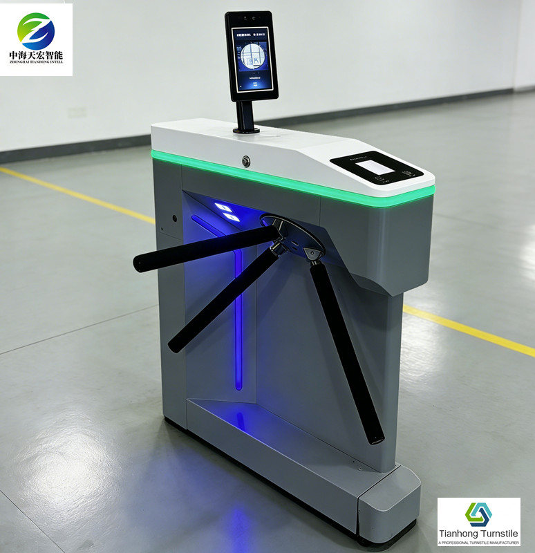Stylish Tripod Turnstile Gate with Biometric Access Control Security