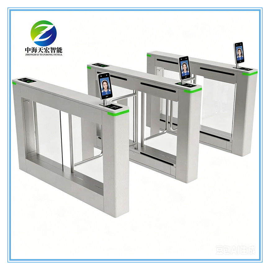 Pedestrian Access Control Swing Barrier Turnstile with Integrated Facial Recognition System