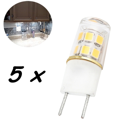 G8 LED Bulb 2W T4 G8 Base Led Crystal Lamp Replace 20W Halogen G8 for Under Counter Kitchen Lighting, Under-cabinet Light, Puck light-Pack of 5