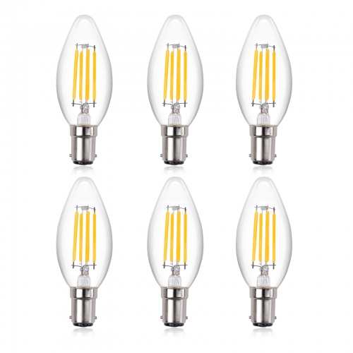 4W B15 C35 ampoules électriques à incandescence de Vintage LED blanc chaud 2700K, 40W équivalent Incandescent (6 packs)