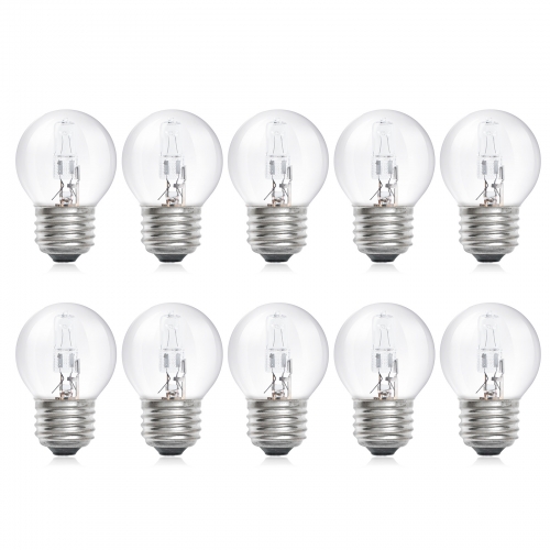 42W G45 E27 Dimmable Halogen Bulb, Classic Mini 2700K Warm White, for Ceiling Fans, Chandeliers, Pendant Lights (10-Pack)