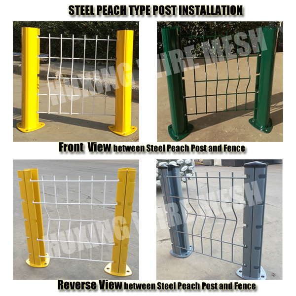 PVC Powder Coated Curvy Welded Wire Garden Fence Steel Peach Post