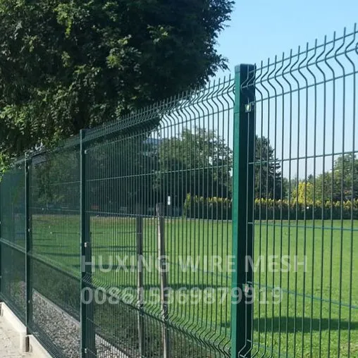 Steel square pipe support post and fixing for 3D curved wire mesh fence