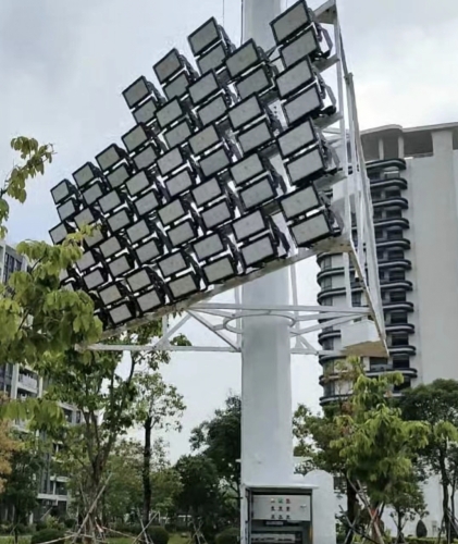 PENEL 500W Sports lights are being installed for a football field lighting in 2024 in China