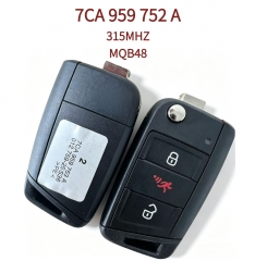AK001160 Suitable for Volkswagen 3-button flip remote key (Part No. 7CA 959 752 A, 315MHz, MQB48 chip