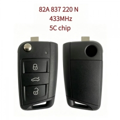 AK008094 Audi 3-button folding smart remote key, part number 82A 837 220 N, 433MHz, 5C chip