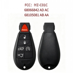 AK023087 Compatible with Jeep 5+1 button smart key, FCC ID IYZ-C01C, (OE) part number 68066842 AD/AC or 68105081 AB/AA