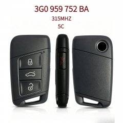 AK001151 Suitable for Volkswagen OEM 3+1 button smart proximity key; frequency 315MHz, 5C chip, part number 3G0 959 752 BA