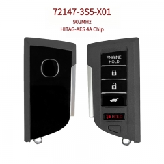 AK003186 Suitable for Acura 5-button (Driver 1) smart remote key; OE No. 72147-3S5-X01; 902MHz; 4A chip