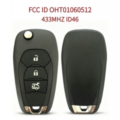 AK014122 Suitable for Chevrolet; Part No. 13575175, FCC ID OHT01060512; 3-button, 433MHz, ID46 chip; flip-style remote car key