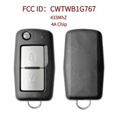 AK011043 Suitable for Mitsubishi 2-button 433MHz flip remote car key with 4A chip (FCC ID: CWTWB1G767)