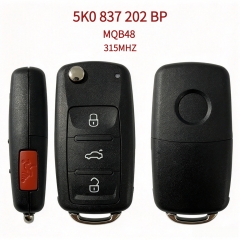 AK001150 For VW Flip Remote Key 3+1 Buttons 315MHz MQB48 Chip PN 5K0 837 202 BP Folding Car Key