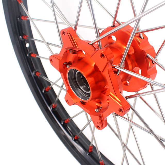 KKE 21/19 MX Off-road Wheels set Compatible with KTM XCF SXF 2003-2022 Orange Nipple