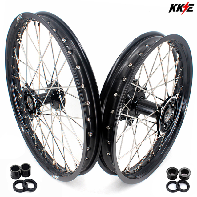 KKE 21/19 MX Wheels Rim Set Fit HONDA CRF250R 2014-2020 CRF450R 2013-2020 Black Casting Hub