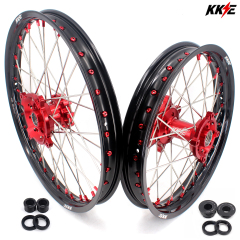 KKE 1.6*21/2.15*18 Fit HONDA XR650L 1993-2021 Dirtbike Enduro Wheels Rims Set Red Nipple