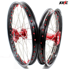 KKE 21/19 MX Motorcycle Wheels Rims Set Red Nipple Fit HONDA CRF250R 2014-2024 CRF450R 2013-2024