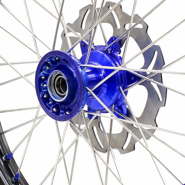 KKE 21/19 Casting MX Wheels Set Fit YAMAHA YZ125 YZ250 99-16 YZ450F 03-14 Blue Nipple Front 250MM Disc