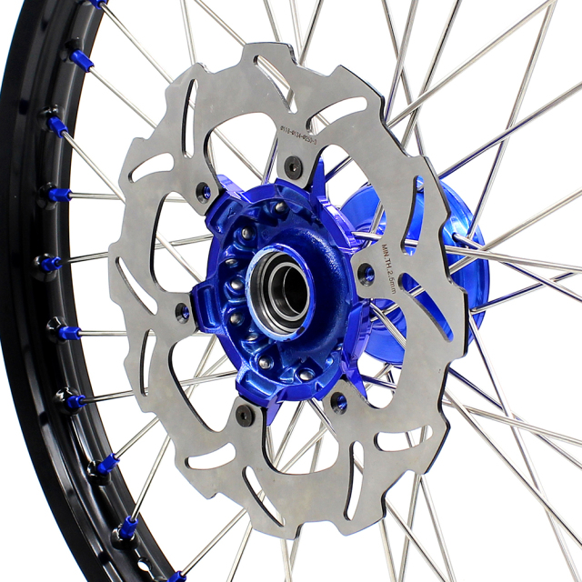 KKE 21/19 Casting MX Wheels Set Fit YAMAHA YZ125 YZ250 99-16 YZ450F 03-14 Blue Nipple Front 250MM Disc