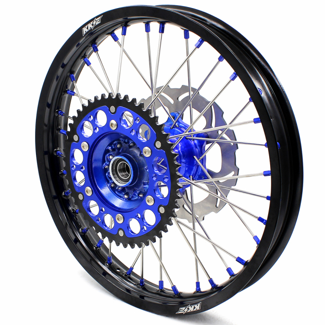 KKE 21/19 Casting MX Wheels Set Fit YAMAHA YZ125 YZ250 99-16 YZ450F 03-14 Blue Nipple Front 250MM Disc