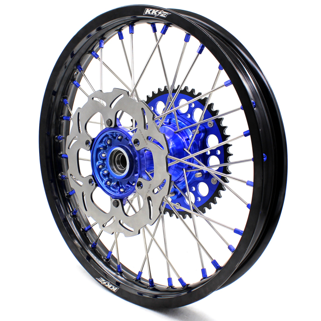 KKE 21/19 Casting MX Wheels Set Fit YAMAHA YZ125 YZ250 99-16 YZ450F 03-14 Blue Nipple Front 250MM Disc