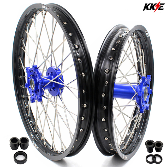 KKE 21/18  Dirt Bike Enduro Wheels Set Fit YAMAHA WR250R 2008-2020 Blue Hub