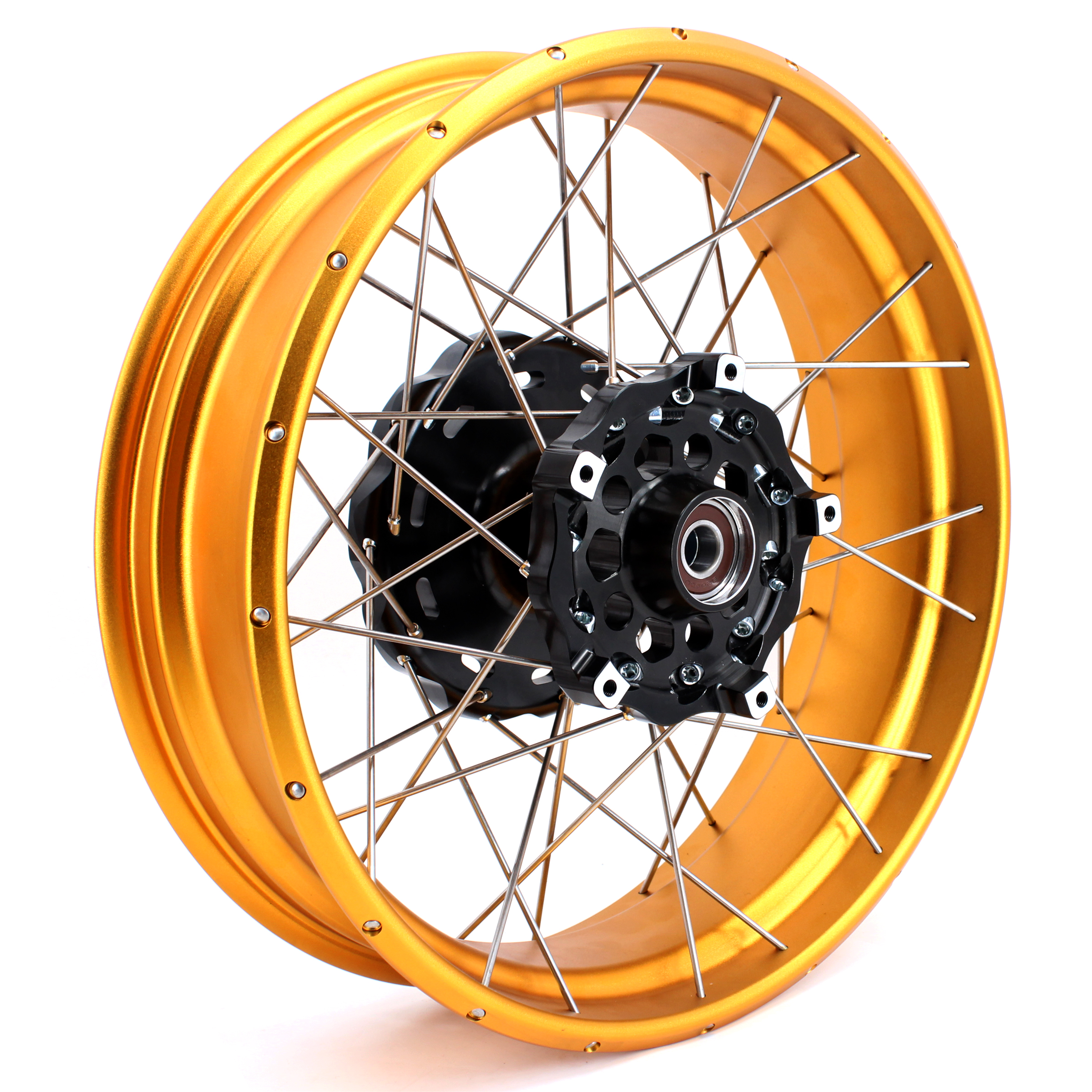 VMX 2.15*21"/4.25*17" Tubeless Wheels Rims Fit BMW F800GS 2008-2020 Black Hub Gold Rim