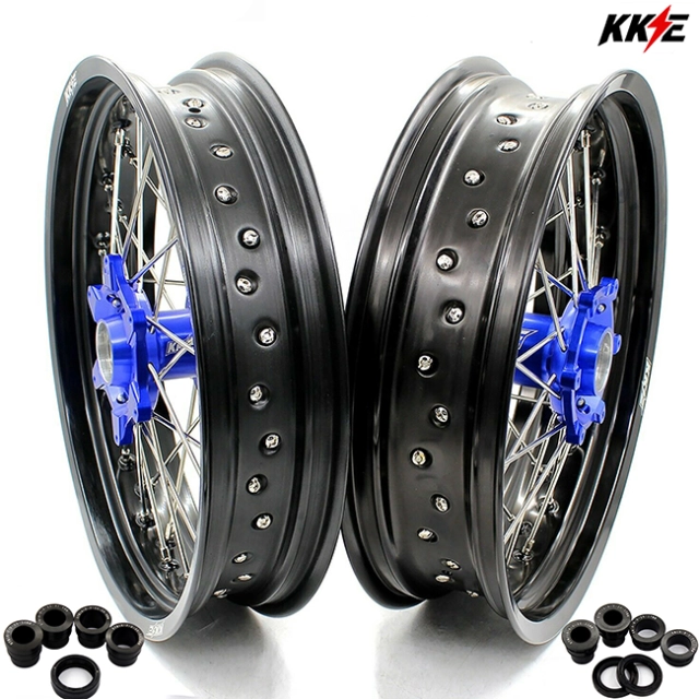 KKE 3.5/4.25 Motorcycle Supermoto Wheels Compatible with KTM SXF EXC XCW 125 Blue Hub