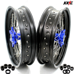 KKE 3.5/4.25 Motorcycle Supermoto Wheels Rims Compatible with KTM SXF EXC XCW 2003-2024 Blue Hub