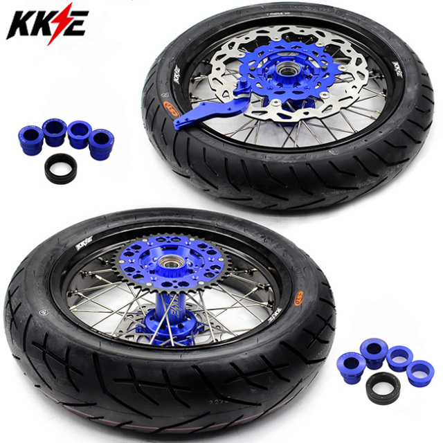 KKE 3.5/4.25 Motorcycle Supermoto Wheels With CST Tire Fit KTM EXC SX XC 125 530 Blue Hub