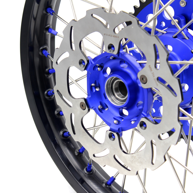 KKE 21/18 Enduro Dirt Bike Wheels Set Blue Nipple Disc Fit YAMAHA YZ125 YZ250 1999-2016 YZ450F 2003-2015