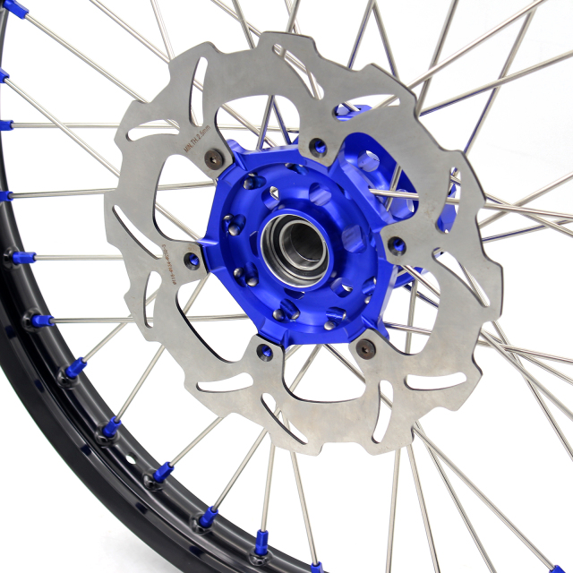 KKE 21/18 Enduro Dirt Bike Wheels Set Blue Nipple Disc Fit YAMAHA YZ125 YZ250 1999-2016 YZ450F 2003-2015