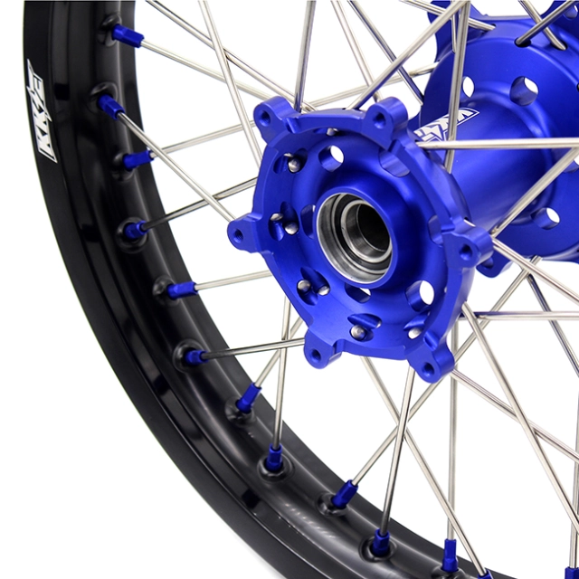 KKE 21/18 Dirtbike Enduro Wheels Rims Set Fit YAMAHA WR250F 01-18 WR450F 03-18 Blue Nipple