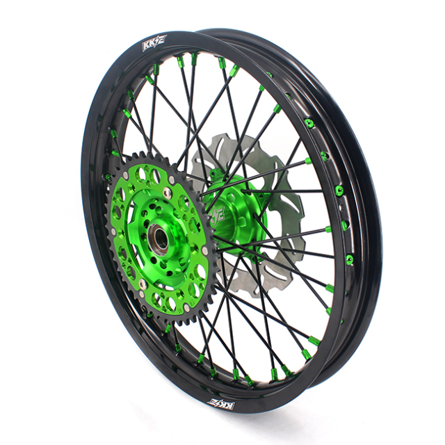 KKE 21/19 MX Wheels Set fit Kawasaki KX250F KX450F 2006-2014 Green hub/nipple With 250MM Disc