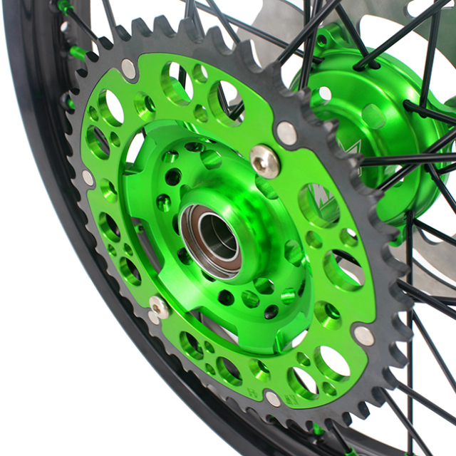 KKE 21/19 MX Wheels Set fit Kawasaki KX250F KX450F 2006-2014 Green hub/nipple With 250MM Disc