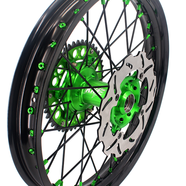KKE 21/19 MX Wheels Set fit Kawasaki KX250F KX450F 2006-2014 Green hub/nipple With 250MM Disc