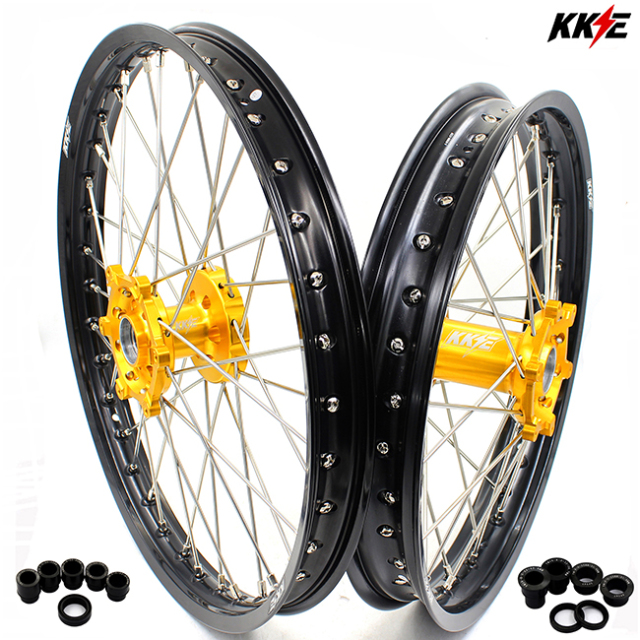 KKE 21/19 Dirt Bike MX Wheels Fit YAMAHA YZ125 YZ250 1999-2021 YZ250F YZ450F 2003-2020 Gold Hub