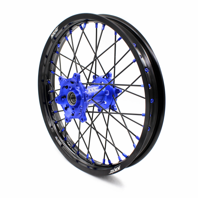 KKE 21/19 Dirt Bike MX Wheels Rims Set in Blue Hub/Black Spoke Fit YAMAHA YZ125 YZ250 1999-2022 YZ250F YZ450F