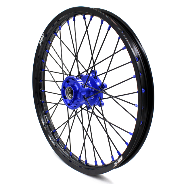 KKE 21/19 Dirt Bike MX Wheels Rims Set in Blue Hub/Black Spoke Fit YAMAHA YZ125 YZ250 1999-2022 YZ250F YZ450F