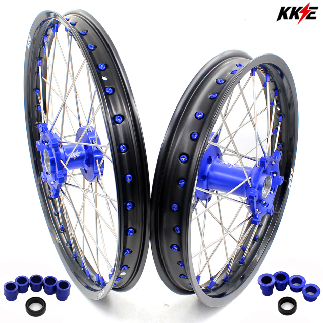 KKE 21/19 Dirt Bike MX Wheels Fit YAMAHA YZ125/250 1999-2020 YZ250F YZ450F 2003-2020 Blue Nipple