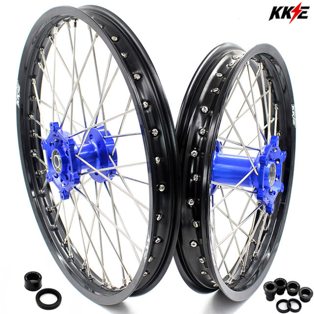 KKE 21/18 Dirtbike Enduro Wheels Set Fit YAMAHA WR250F 2001-2018 WR450F 2003-2018 Blue