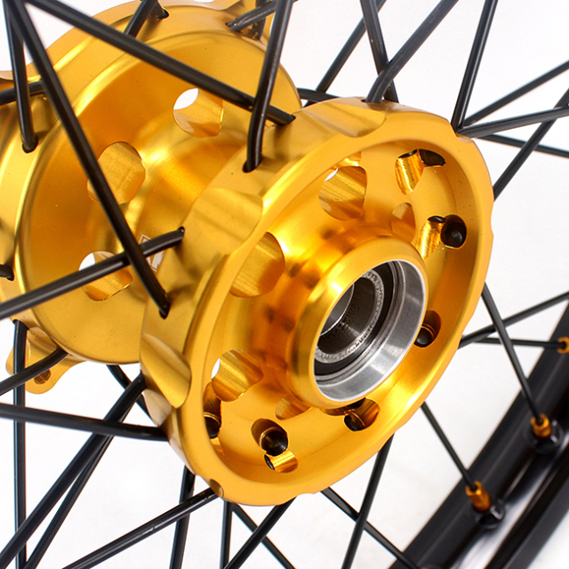 KKE 21/19 Dirtbike MX Wheels Set Fit SUZUKI RMZ250 RMZ450 2005-2022 Gold Nipple Black Spoke