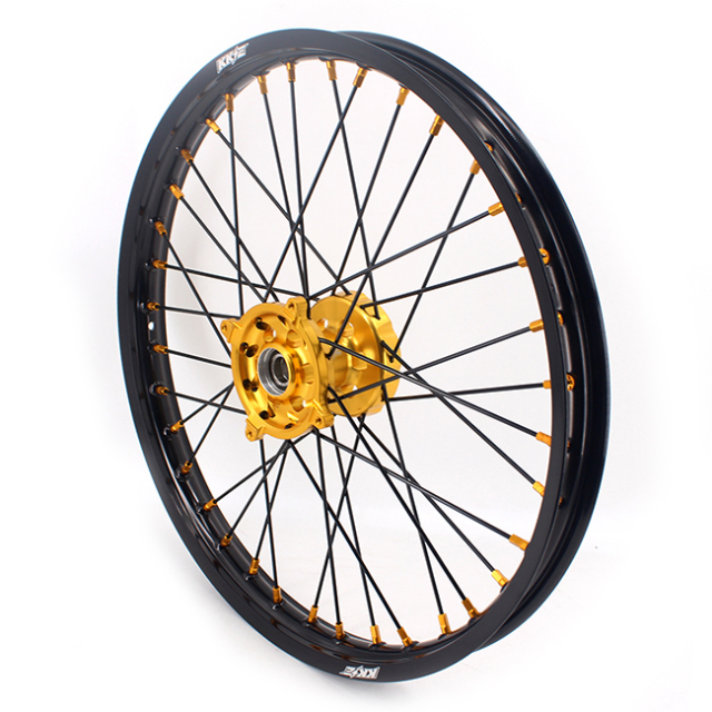 KKE 21/19 Dirtbike MX Wheels Set Fit SUZUKI RMZ250 RMZ450 2005-2022 Gold Nipple Black Spoke